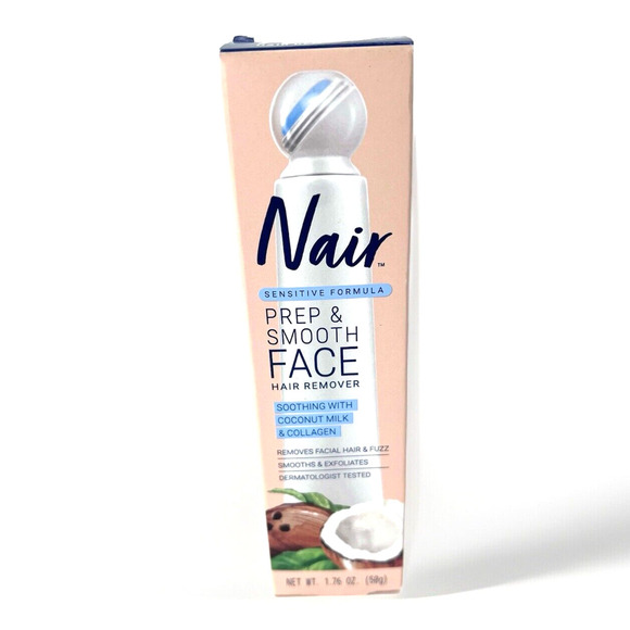 Nair Prep & Smooth Face Facial Hair Remover Sensitive Skin Coconut Milk Collagen - Picture 1 of 4